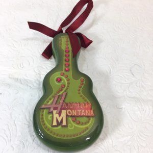 Disney Hannah Montana Green Jeweled Guitar Christmas Ornament 5"x2.5"